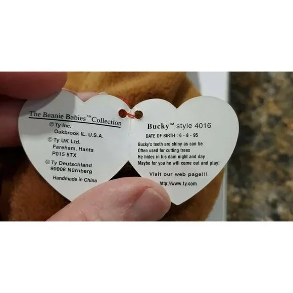 NWT Ty Beanie Baby Bucky 1995 Beaver - Picture 5 of 7